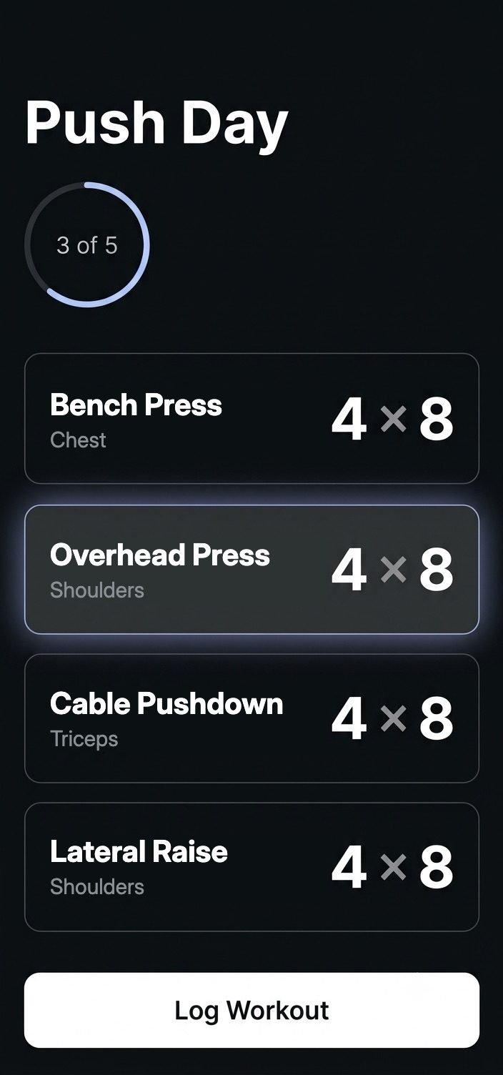 Today's session in the app