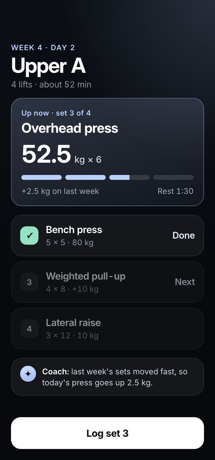 Today's session in the app
